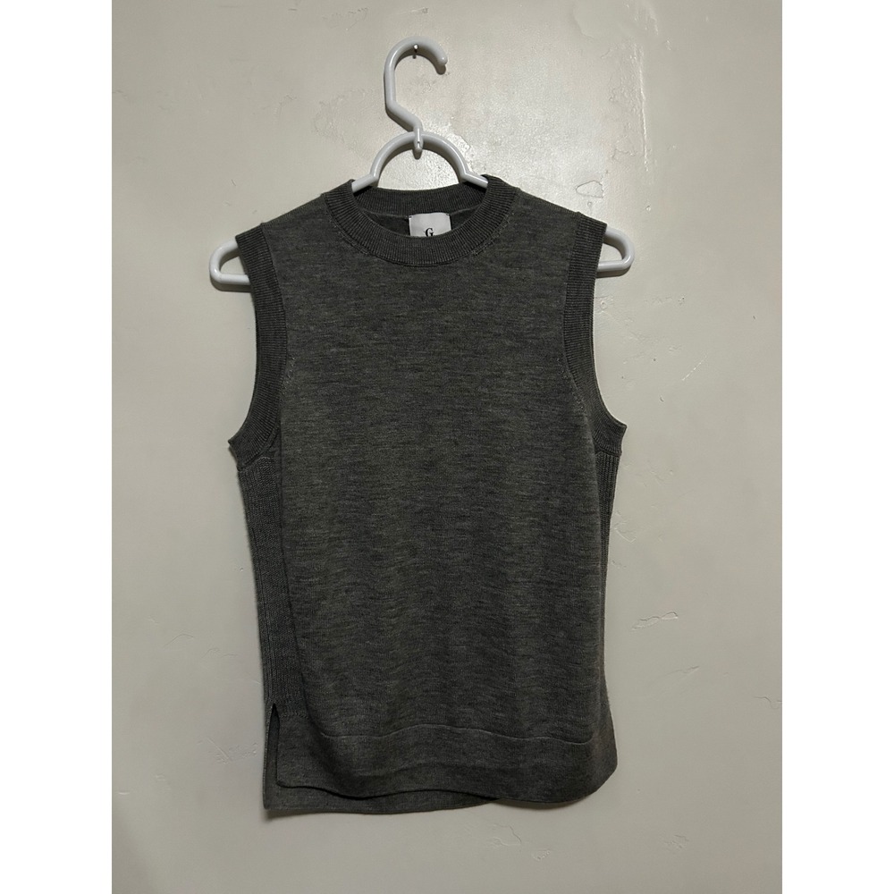 G. Label by Goop GWYN Gray Cashmere Silk Sleeveless Sweater Vest Made in Italy L
